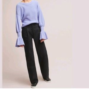 Anthropologie Essential Wide Leg Pant Womens 6 Black Full Length High Rise New